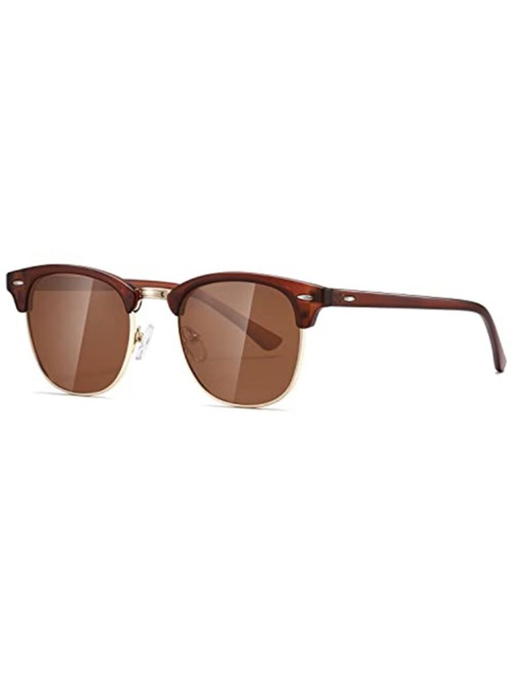 Brown Polarized Sunglasses Unisex Retro Semi Rimless UV400 Classic Shades
